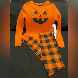 Cheerful Pumpkin Face Pajama Set for Kids (2 tops size 8 & 10, 1 Bottom size 8)